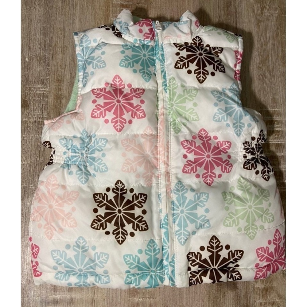 Gymboree White Snowflake Puffer Vest Reversible Girl Size XS